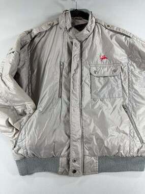 Vintage Upstream Racing Division Gray Bomber Jacket XL
